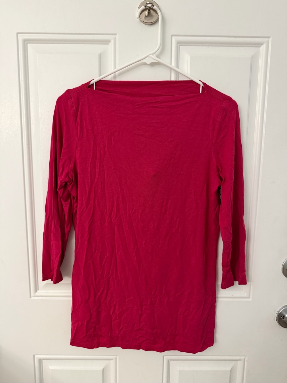 Adrienne Vittadini Bright Fuchsia Boatneck Long Sleeve Top